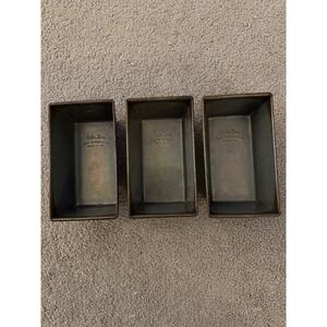 Lot of 3 Vintage 1950's Small Loaf Pans with Folded Corners Bake King 6x3.5x2